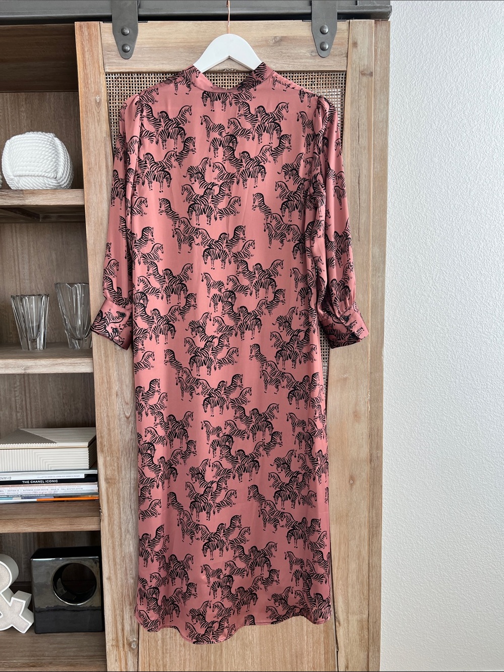 Zara Rust-Brown Zebra Print Maxi Shirt Dress with Brown Belt - Picture 5 of 6